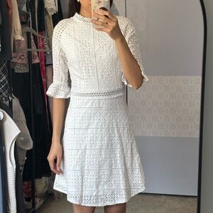 Chic White Lace Long Sleeve Dress